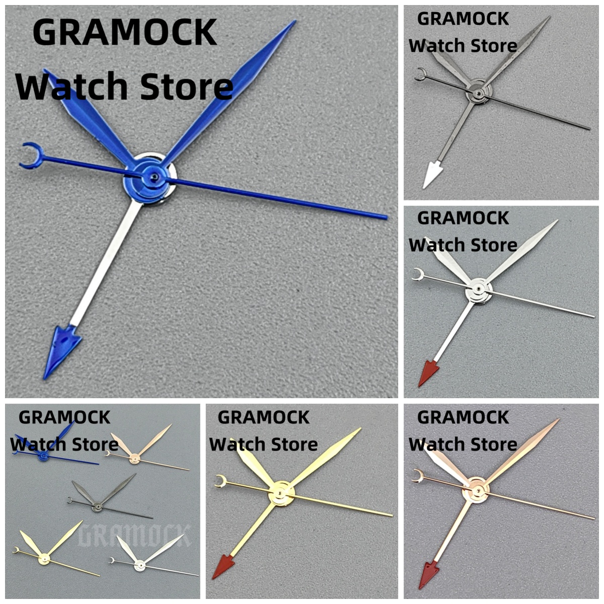 GRAMOCK No Luminous NH34 Watch Pointer Silver Red Blue Rose Gold Black GMT 4 Hands Fit For NH34A NH35 Movement Replacement Parts