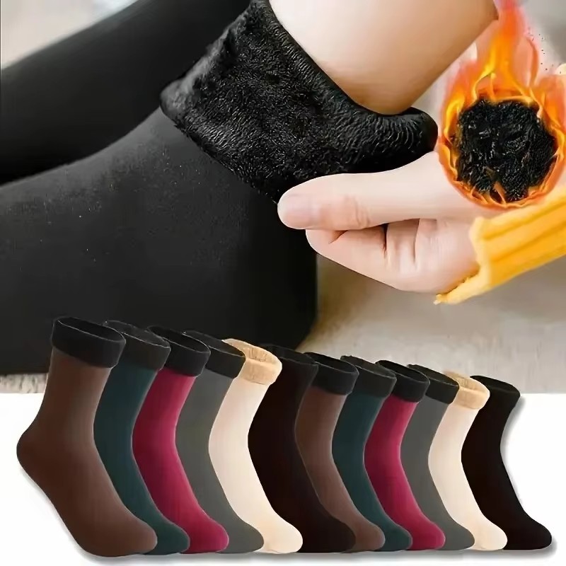 1/2/4 Pairs Men Women Winter Thicken Warm Short Socks Thermal Cashmere Wool Socks Nylon Snow Velvet Boots Home Floor