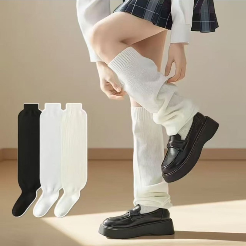 1/3 Pairs Long Tube Women Paired with Small Leather Shoes Cute White Simple Calf Socks for Girls Loose Long Tube Women's Socks
