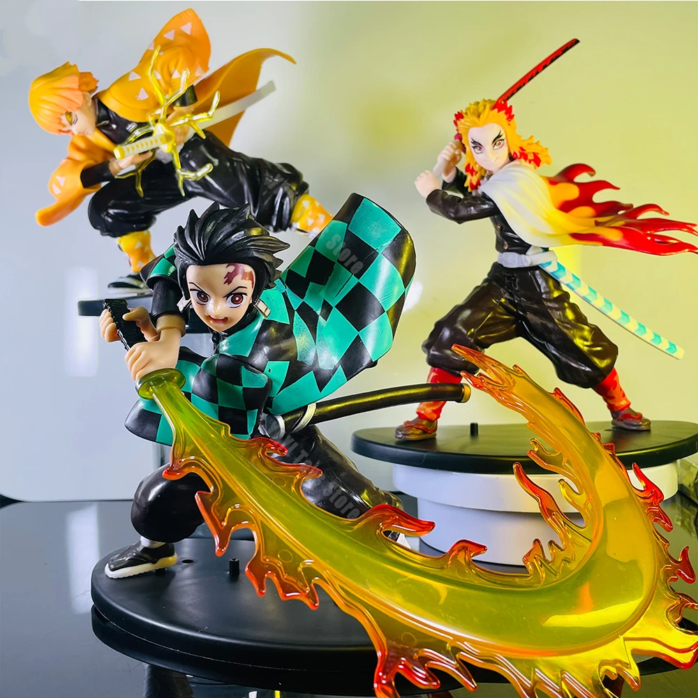 Anime Figure Tanjirou Agatsuma Zenitsu Kyoujurou Anime Model Action Figure PVC Collection Toy for Kids