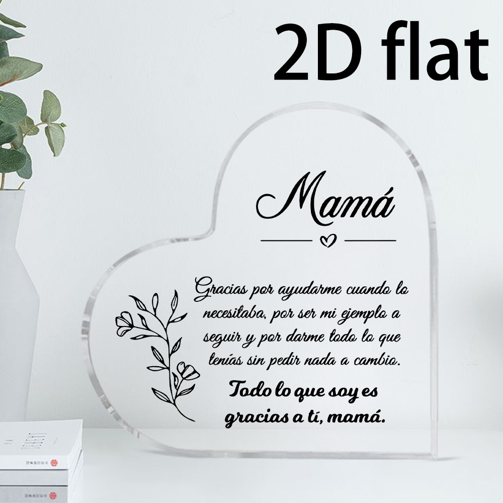 2D Flat, 1pc Spanish "MAMA" Heart-Shaped Mother's Day - Elegant Tabletop Name Sign for Mom, Birthday Present