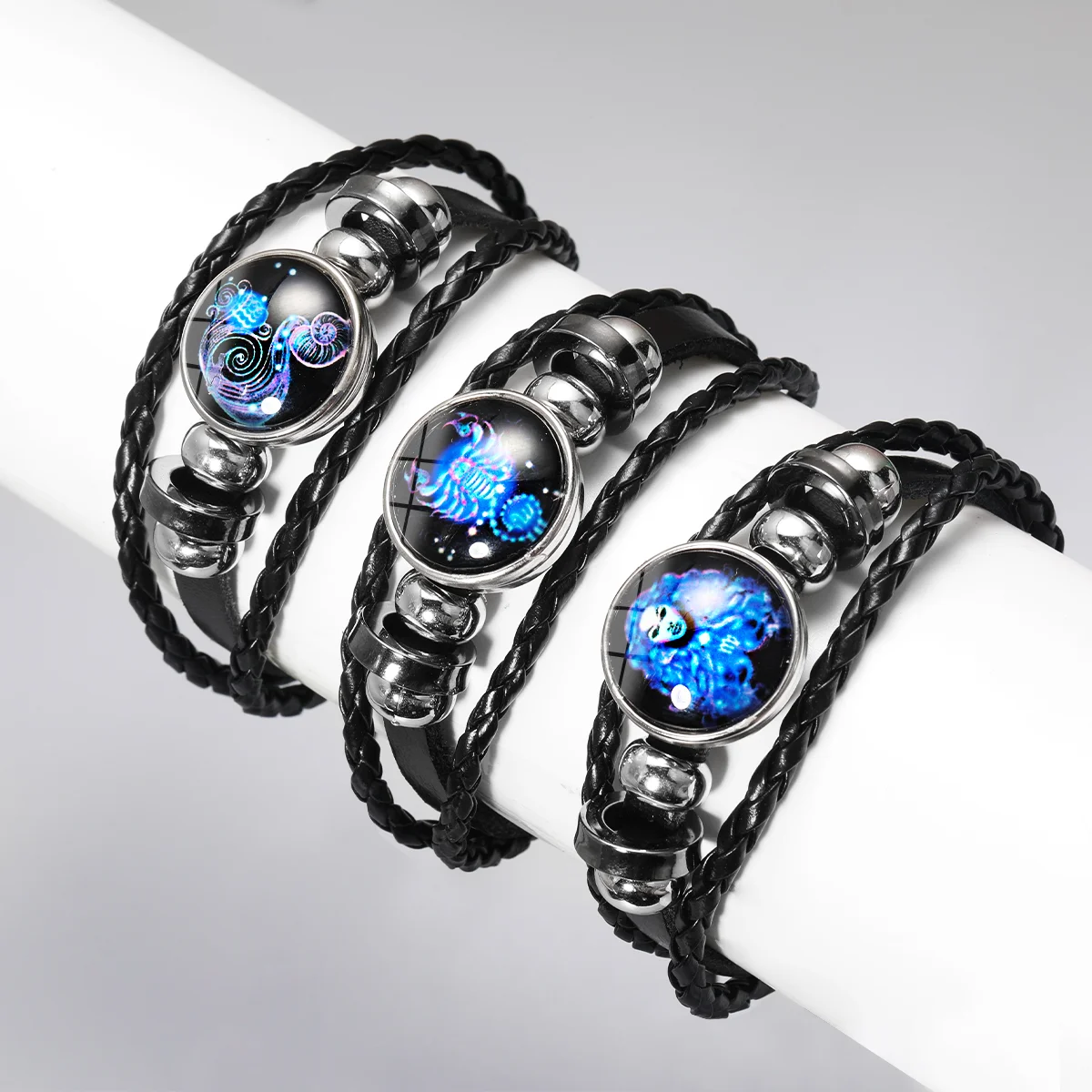 12 Constellation Zodiac Sign Charm Luminous Bracelets Men Women Vintage Multilayer Wrap Leather Bracelet & Bangle Birthday