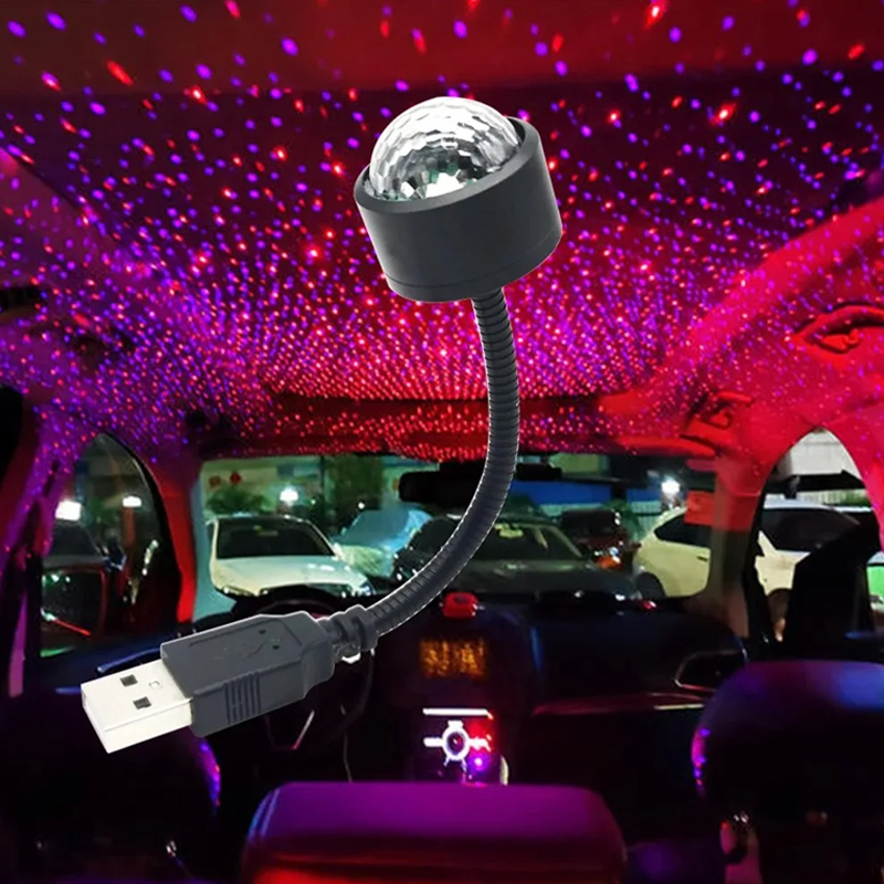 LED Car Roof Star Night Light Projector Atmosphere Lamp USB Decorative Adjustable For Auto Roof Room Ceiling Decor