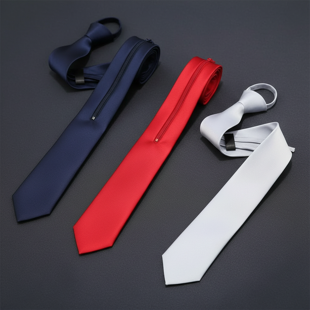 Fashion Clip-on Tie Unisex Zipper Tie for Men Women Durable Accessory 1 Pc