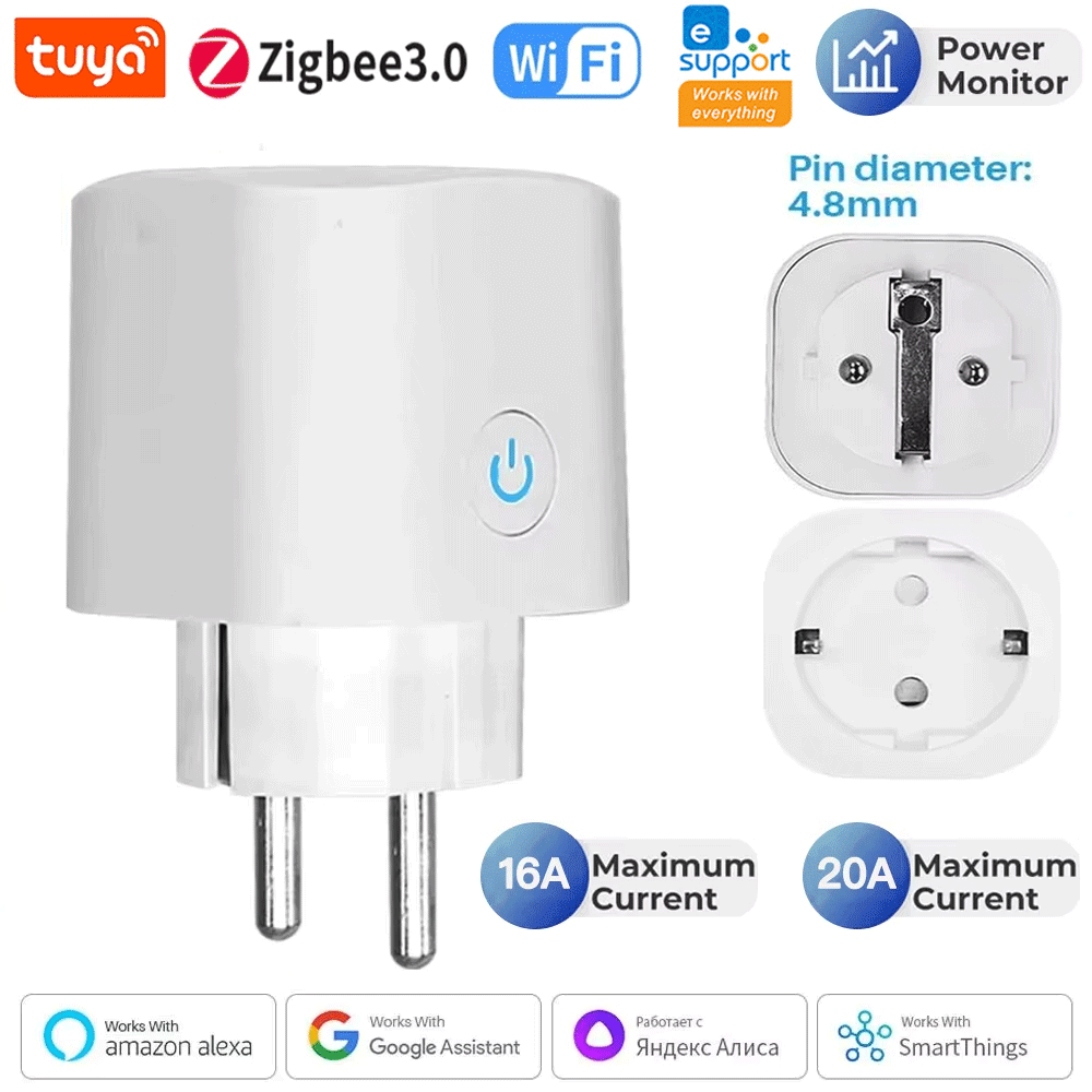 Tuya Wifi Brazil Smart Plug 16A Brasil Inteligente Zigbee Socket Smart Home Automation Power Outlet Works With Alexa