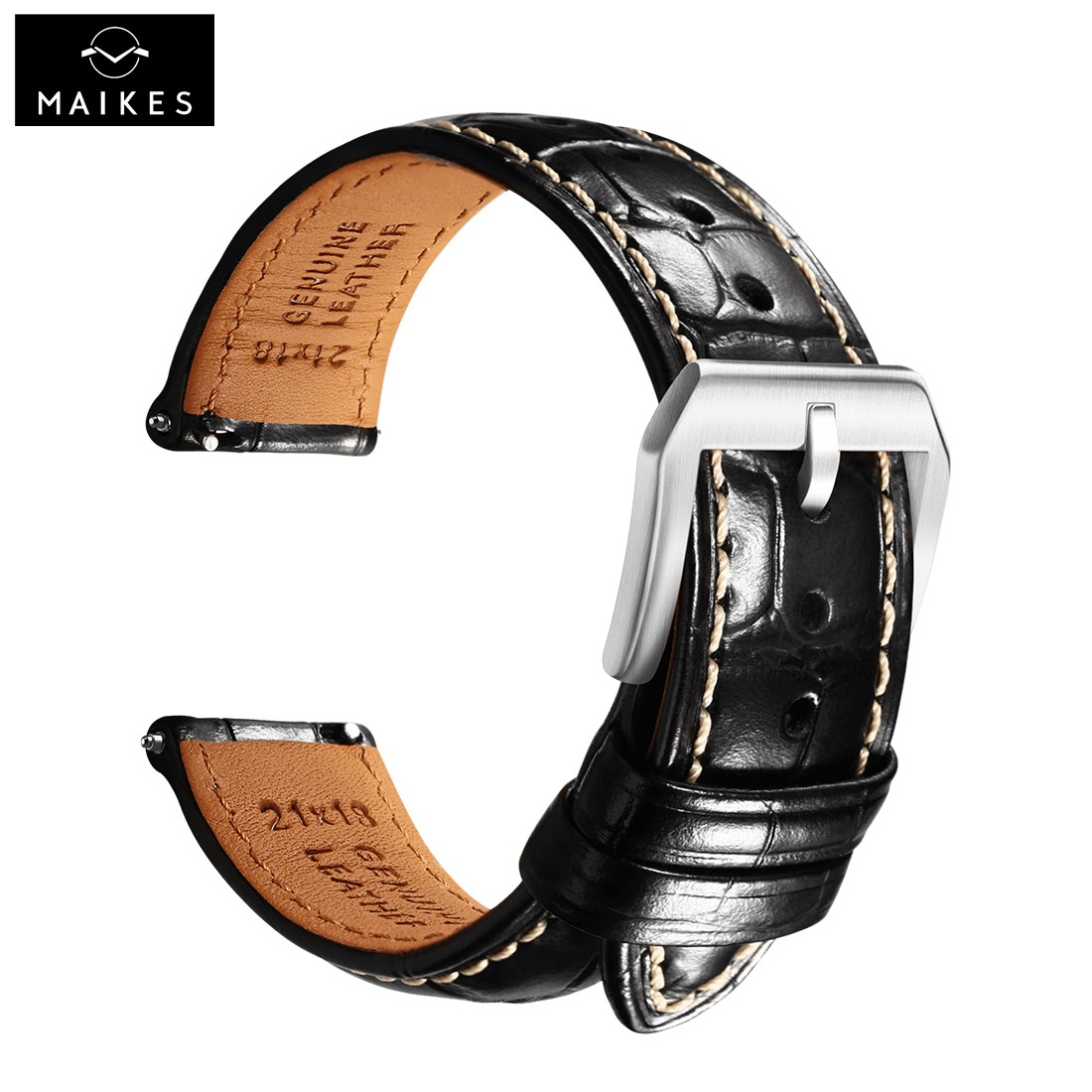 MAIKES Luxury Brand Leather Watch Strap Quick Release For IWC Watchbands Green 19mm 20mm 21mm 22mm Watch Band