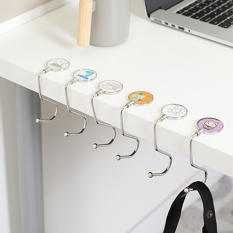 1PCS Portable Folding Bag Hook Hanger Purse Handbag Holders Foldable Table Hook Women Handbag Organizer Office Desk Side hook