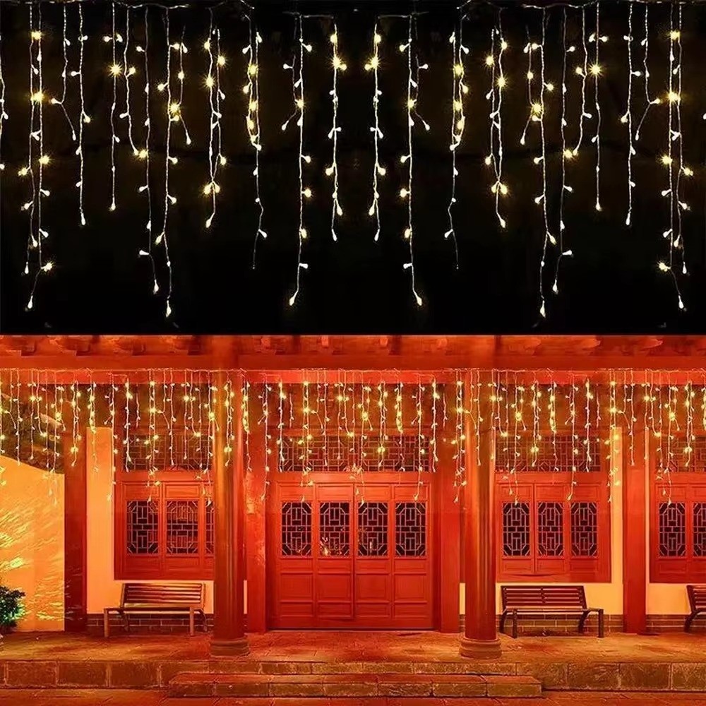 4M/7M Length Solar LED Curtain Light Waterproof 8 Modes Garland Light Ultra Bright Waterfall Fairy Light Holiday Party