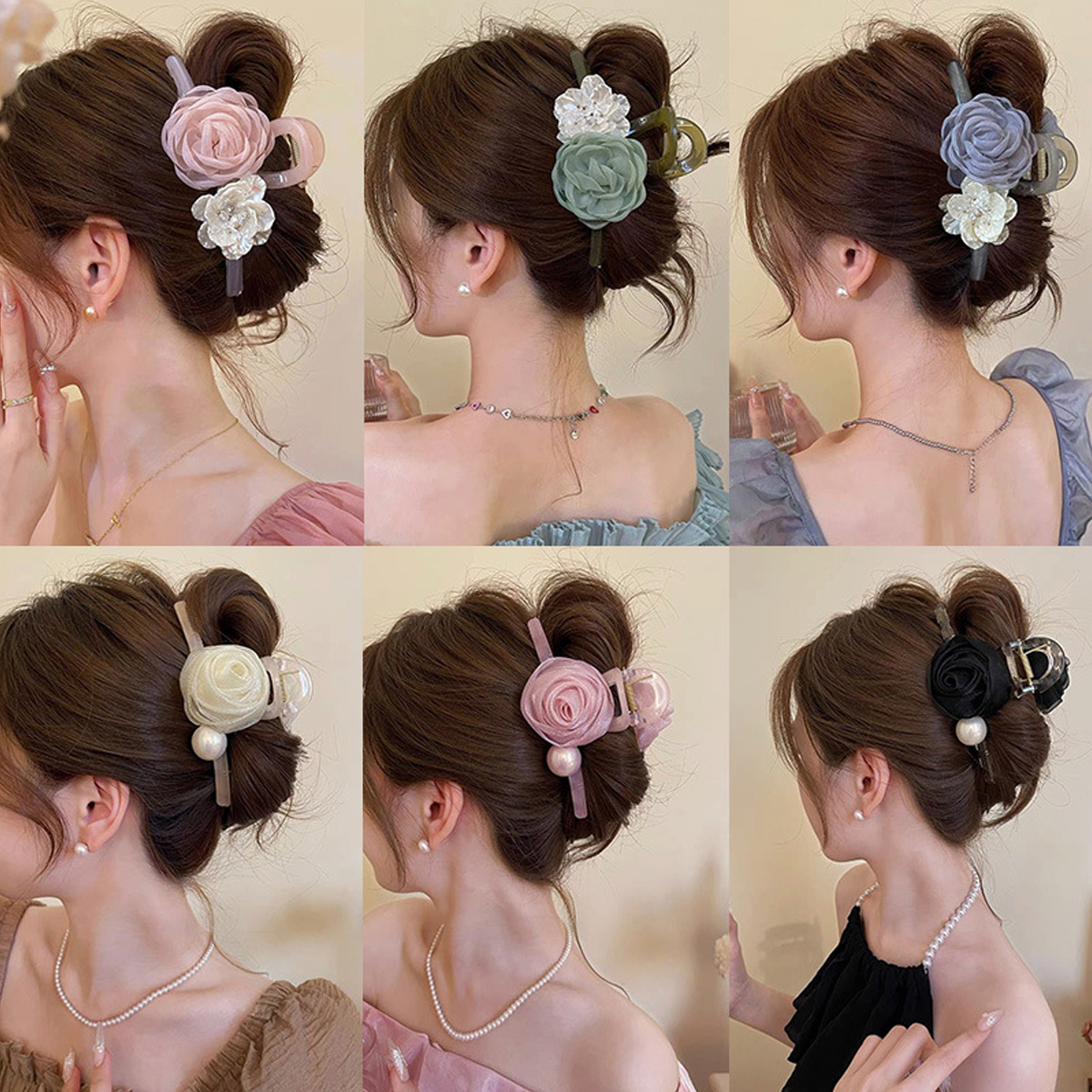 New Chinese Flower Grab Clip Large Back Head Updo 2024 New High-End Ponytail Clip Shark Clip Hairpin Women