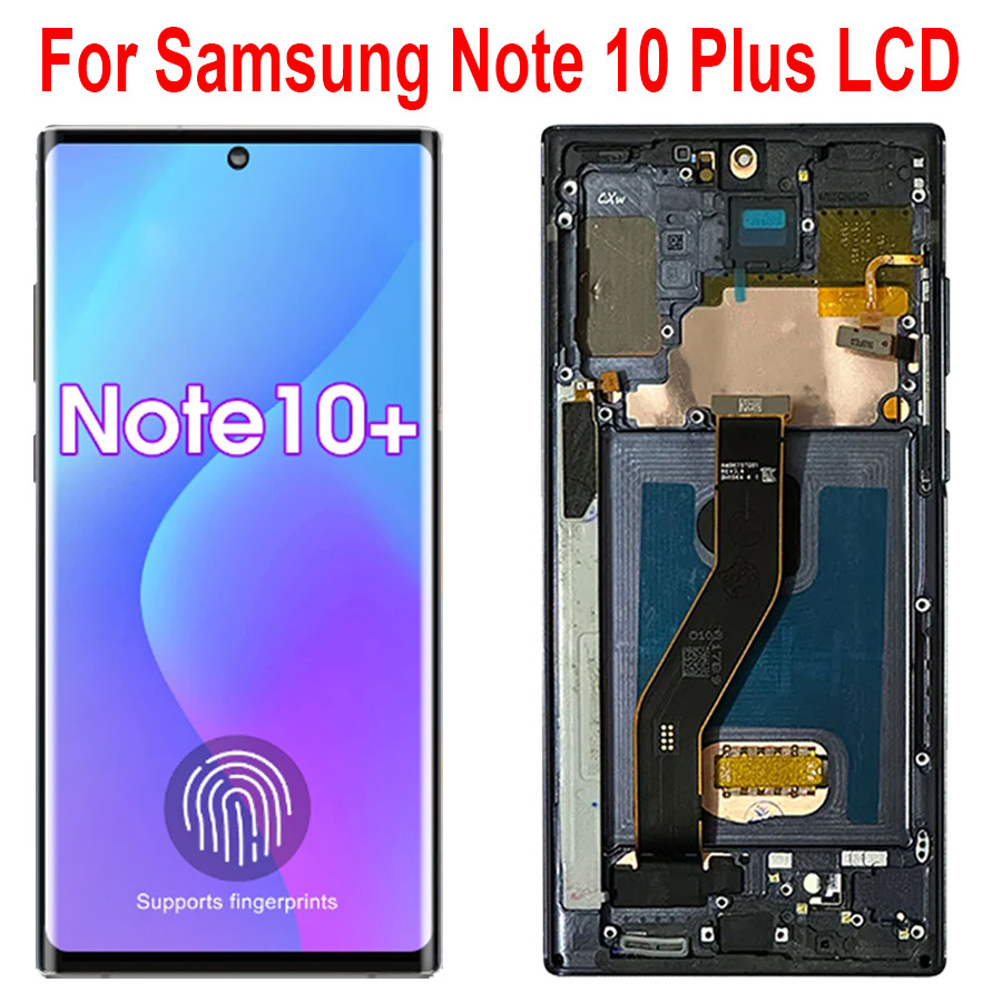 AMOLED Note 10 Plus Screen for Note10+ N975F Lcd Display Touch Screen with Frame Support S Pen Fingerprints