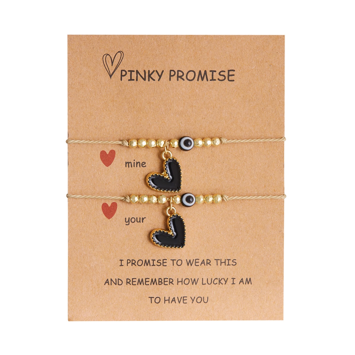 2Pcs/Set Lucky Evil Eyes Black Enamel Heart Pendant Couple Bracelets For Women Men Simple Love Heart Matching Bangles Jewelry