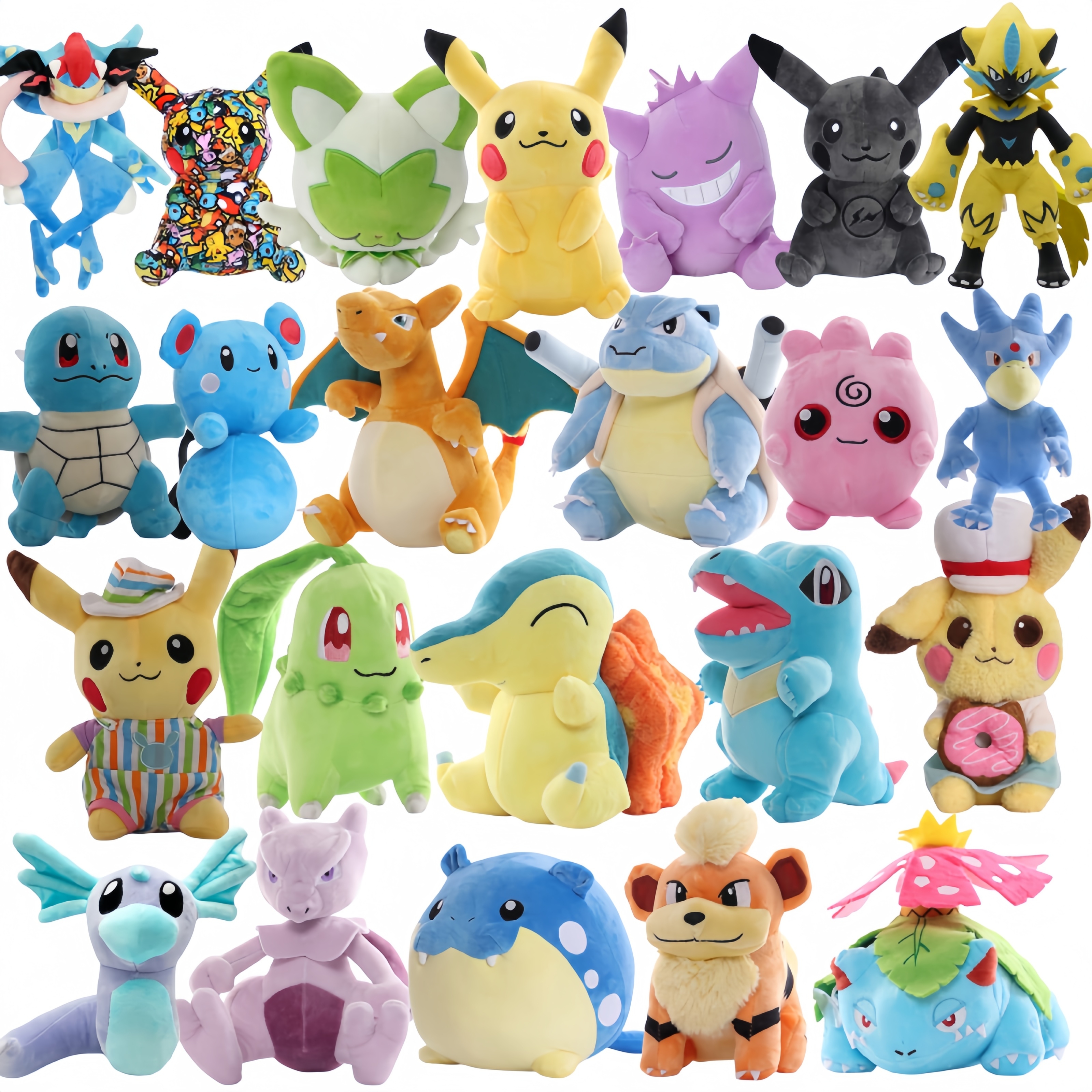 New Pokemon Pikachu Plush Toy Cyndaquil Chikorita Golduck Zeraora Greninja Gengar Doll Cartoon Blastoise Spheal Plushie Doll