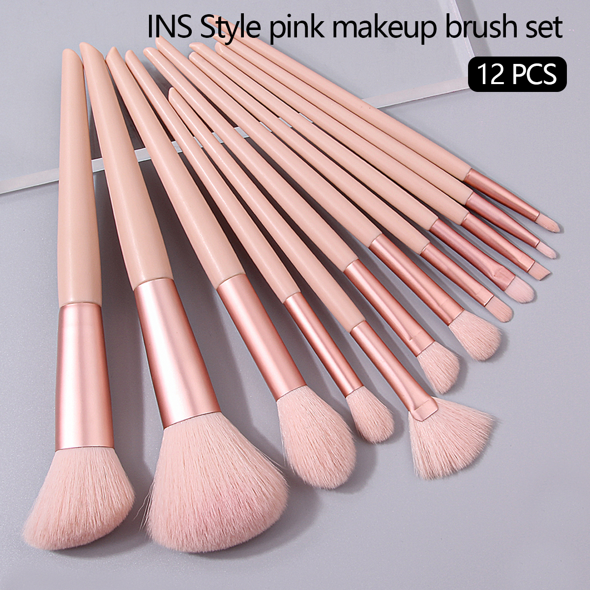12PCS Pink Makeup Brush Set Make Up Concealer Blush Powder Brushes Eye Shadow Highlighter Foundation Brush Cosmetic Beauty Tools