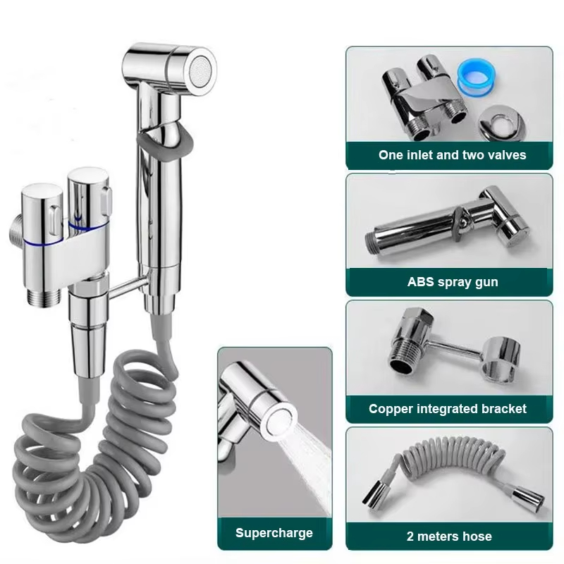 2025 new all-copper handheld toilet sprayer, bidet faucet, shower head, sanitary shower toilet faucet, double outlet bidet