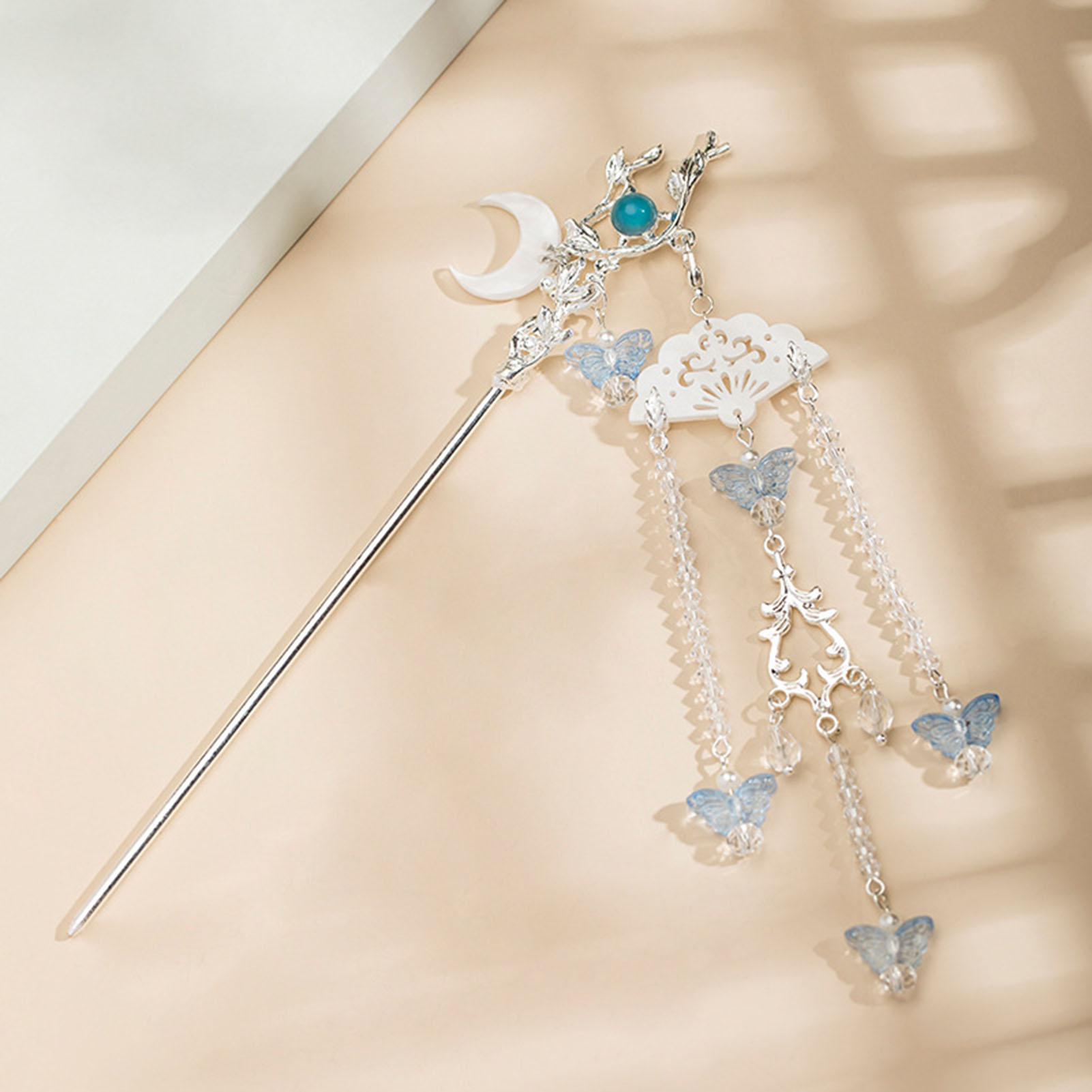 Vintage Jewelry Tassel Hairpin For Women Chinese Style Butterfly Folding Fan Step Shake Hair Pin Exquisite Hanfu Hair Accessory