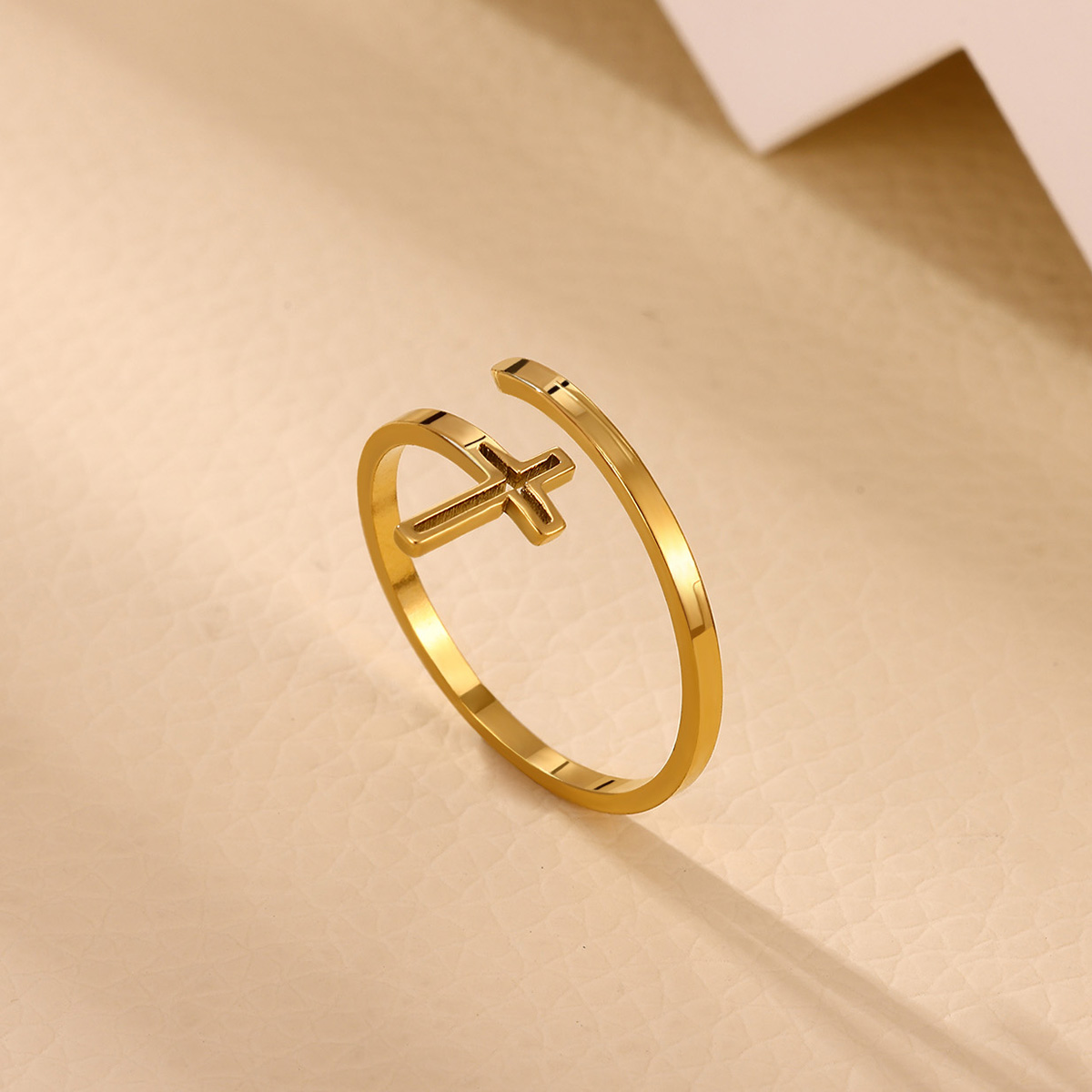 Minimalist Stainless Steel Hollow Cross Rings For Women Men Gold Color Vintage Religion Style Finger Jewelry Accessory anillos