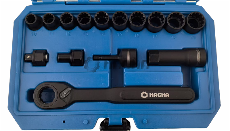 15 Pcs 3/8" Drive Go-Through Socket Set Go-Thru Pass-Thru Pass Through Ratchet MG51416