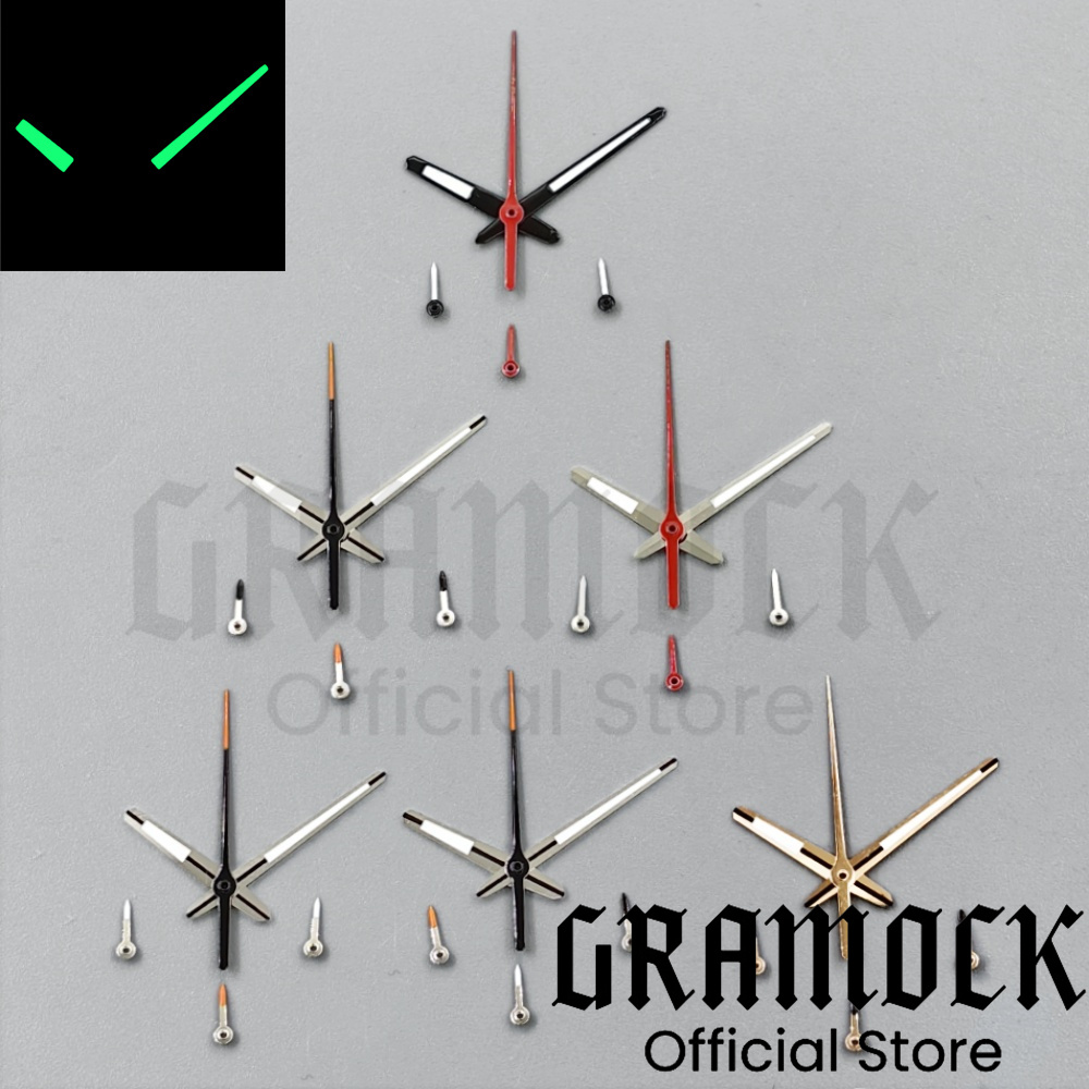 GRAMOCK Orange Yellow Sterile Watch Hands Luminous 6PCS Per Set Fit VK63 VK64 Quartz Movement Modified Replacement Watch Parts