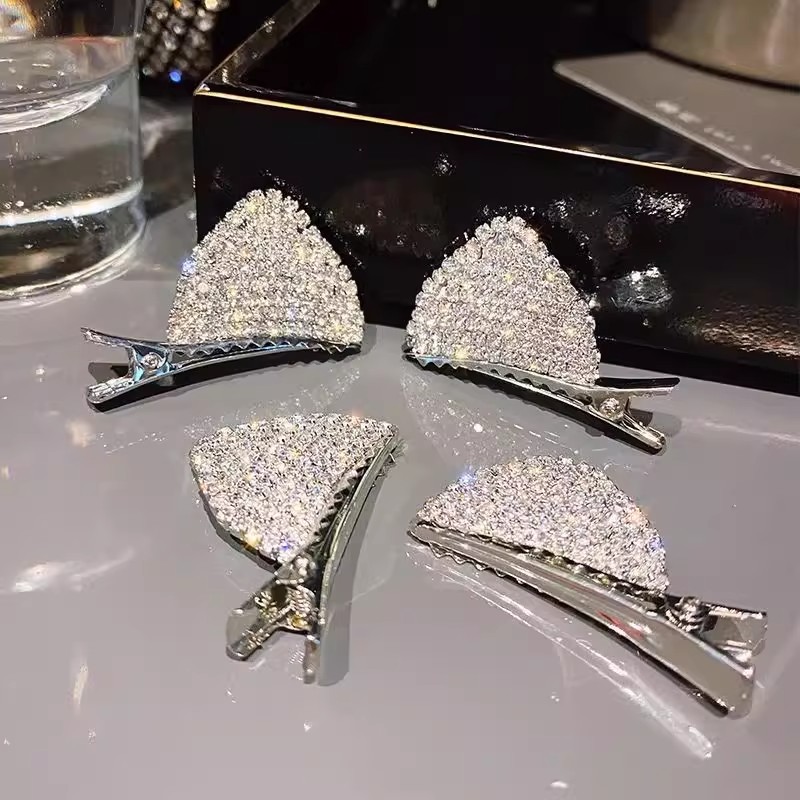 New crystal hairpin sweet and cute bangs clip girl and children's broken hair clip rhinestone set hairpin side clip