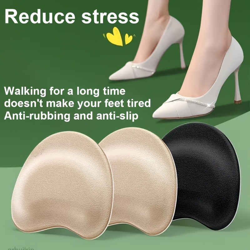2 Pairs Self-Adhesive High Heel Insoles | Non-Slip Shock-Absorbing Cushion, Breathable Thick Sole Pads for Women High Heels