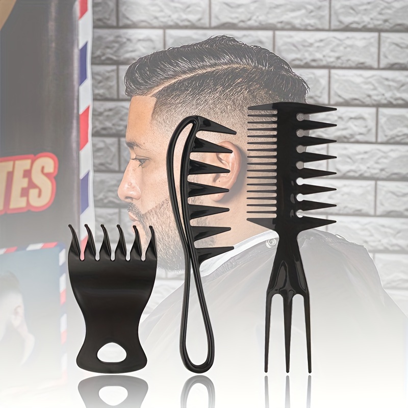 Men's Oil Head Styling Comb Set, Wide Toothed Comb, Double sided Dense Toothed Fishbone Comb, Claw Comb, Salon Hairdressing