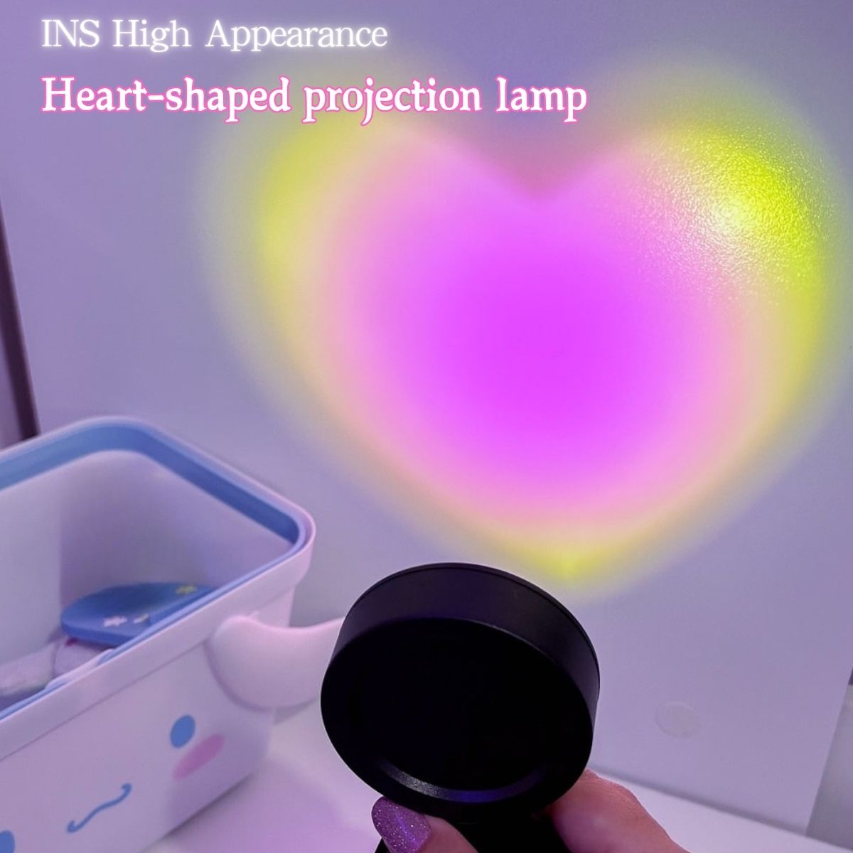 Pink heart-shaped table lamp projector sunset light environment night photography party bedroom room home decoration