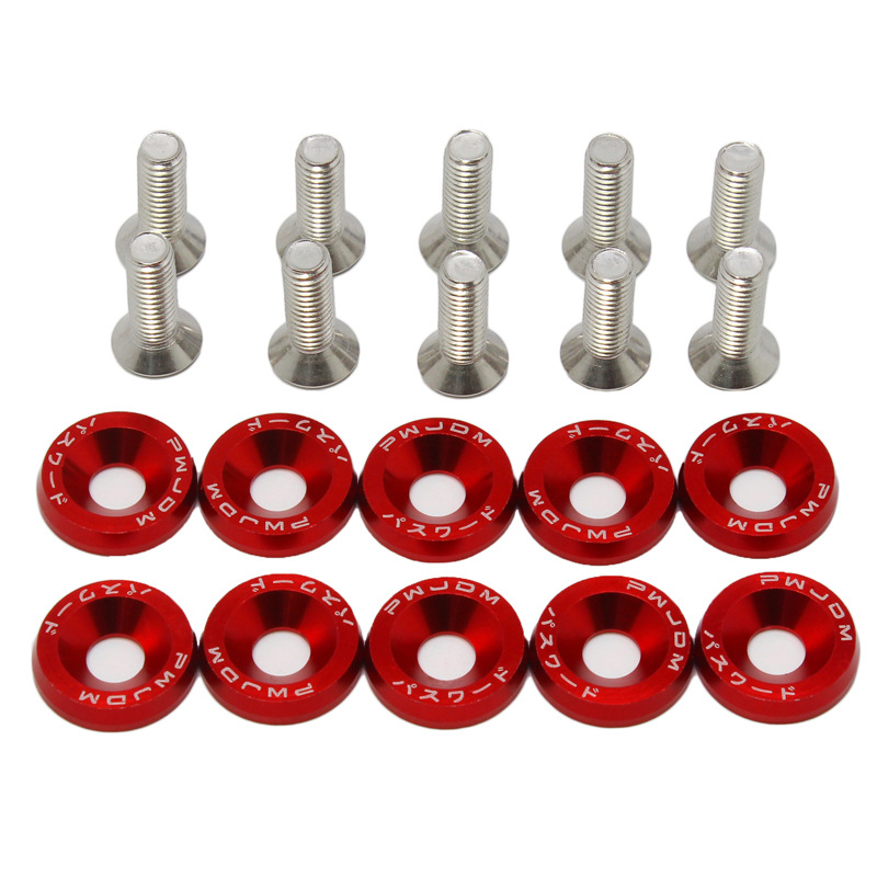 M6 Aluminum 10 Pcs/Pack Car Modified Hex Fasteners Fender Washer JDM Bumper Engine Concave Screws