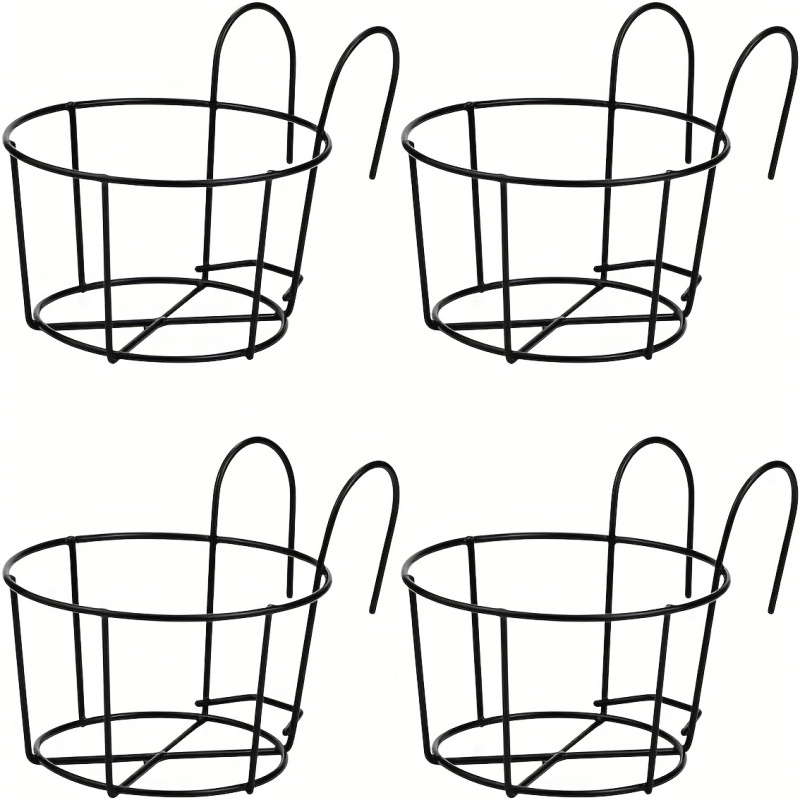 4pcs Stylish Round Metal Hanging Planters - Perfect for Balcony, Garden & Indoor Decor!