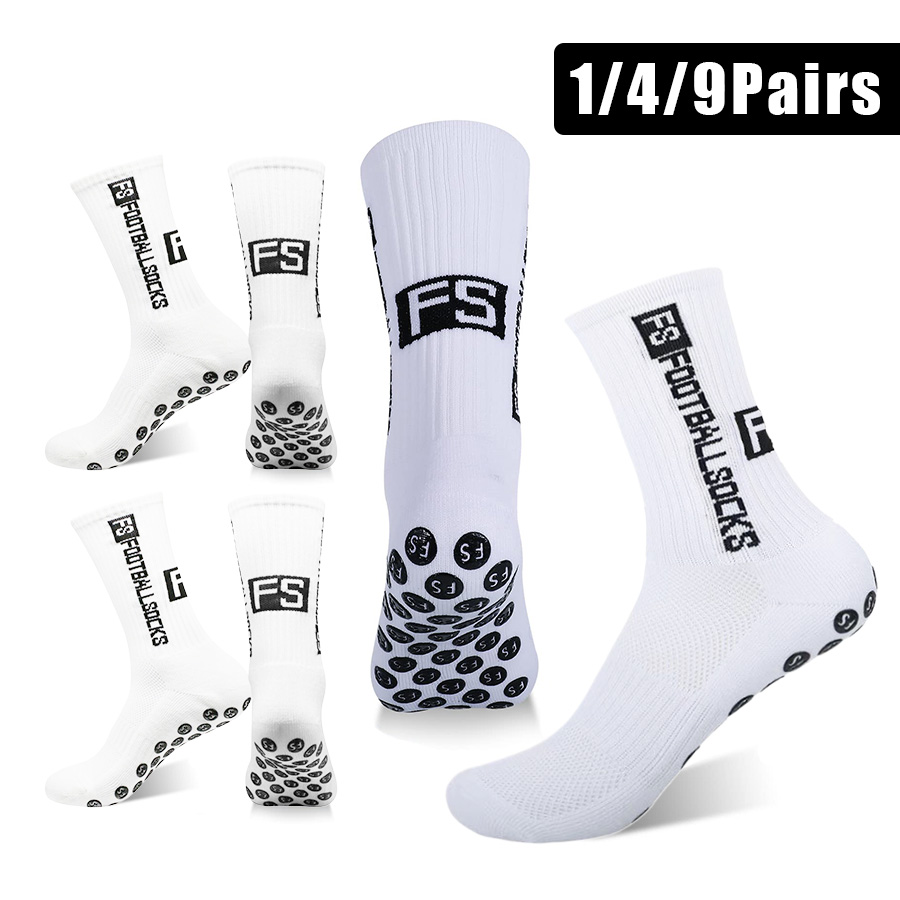 1/4/9 Pairs Men Women Non Slip Grip Sports Socks for Adults Teenagers Football Basketball Baseball Rugby Soccer Cycling Running