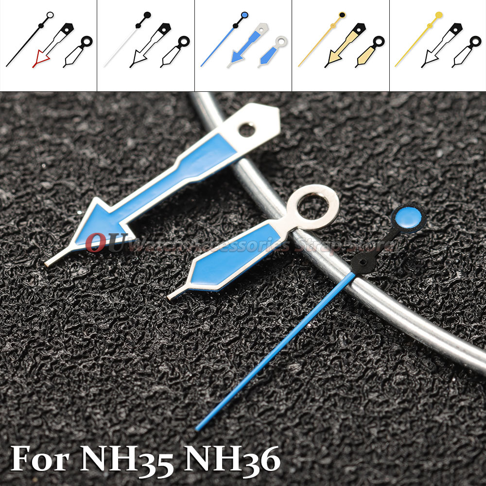 NH35 Hands Green Red Blue Purple Orange Watch Hands Green Luminous For NH35/NH36/4R/7S Movement Watches Pointers