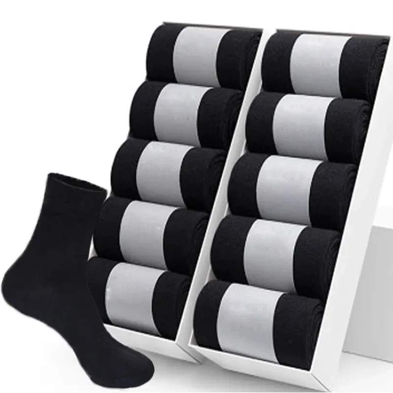 5/15 Pairs High Quality Men‘s Socks Cotton Casual Business Middle Black Breathable Male Crew Socks Dress Socks Size 38-44