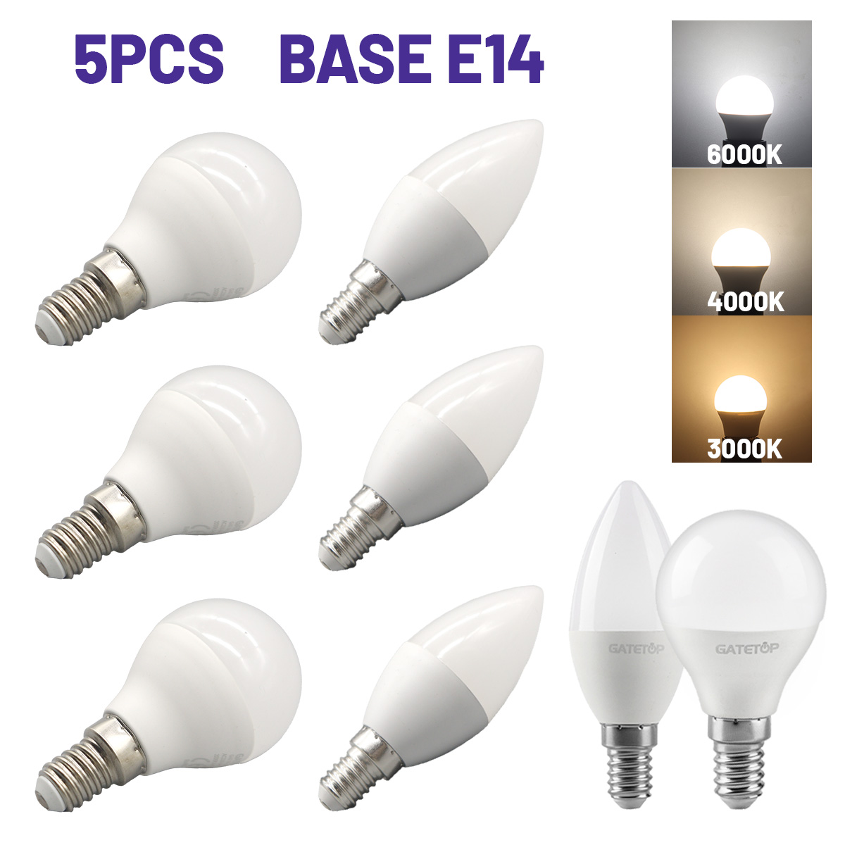 5Pack G45 C37 E14 3W LED Light Bulb AC 220V 110V Mini Lamp No Flicker 3000K 4000K 6000K Cold Lighting for Foyer Home Dereco