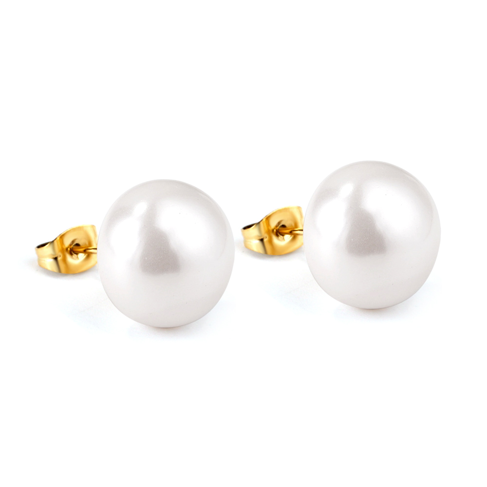 LUXUSTEEL Fashion Accessories Suitable for Women's Banquet Stainless Steel Flat Gold Color Anti Allergic Earrings