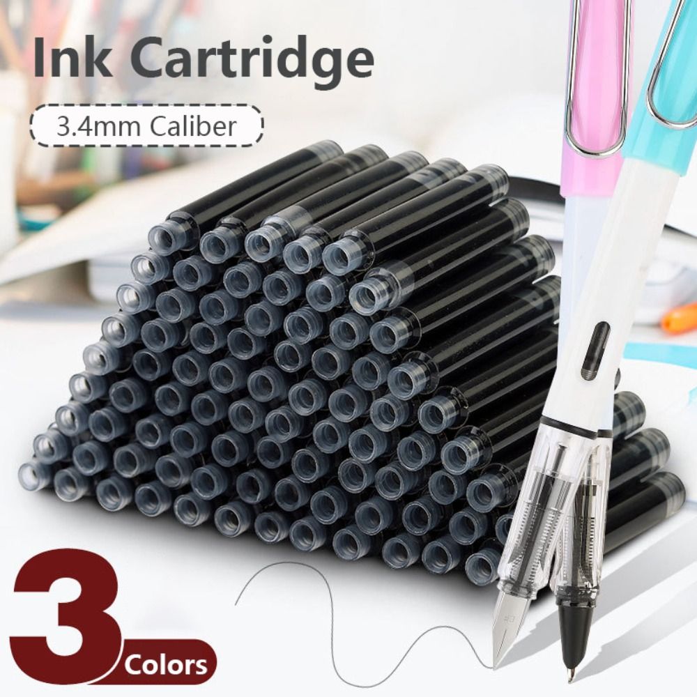10PCS/Set 3.4MM Caliber Ink Cartridge Plastic Material Simple Design Fountain Pen Refill Blue/Red/Black Pen Ink