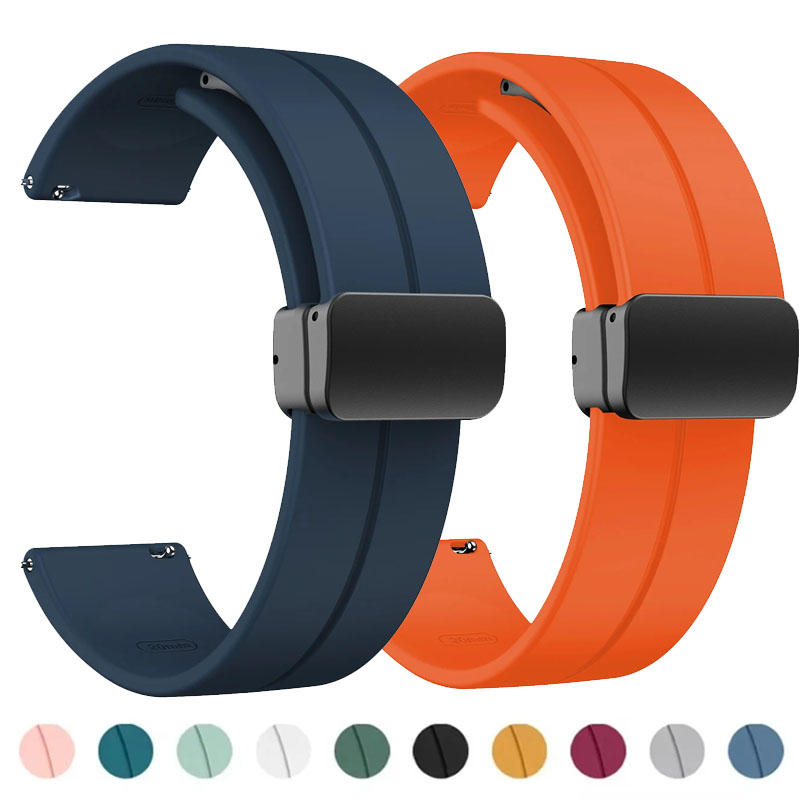 20mm 22mm Silicone Band for Samsung Galaxy Watch 7 6 5 4 Series Magnetic Bracelet for Huawei Watch GT5 5Pro GT4 3Pro 46mm