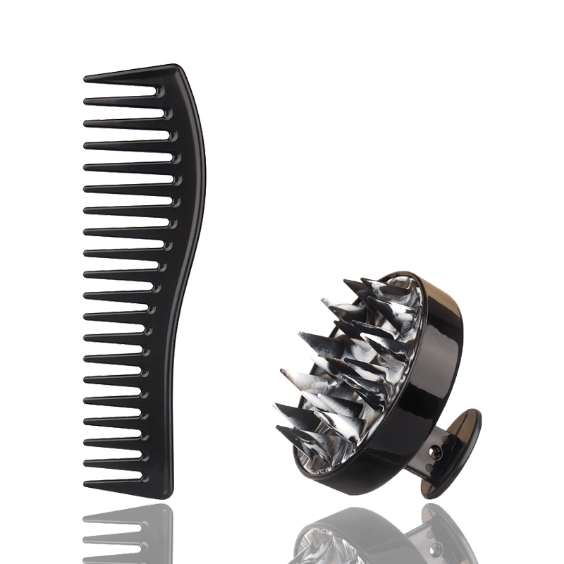 2-piece massage brush set, including head massage brush and gentle exfoliating wide toothed comb,Special for real hair