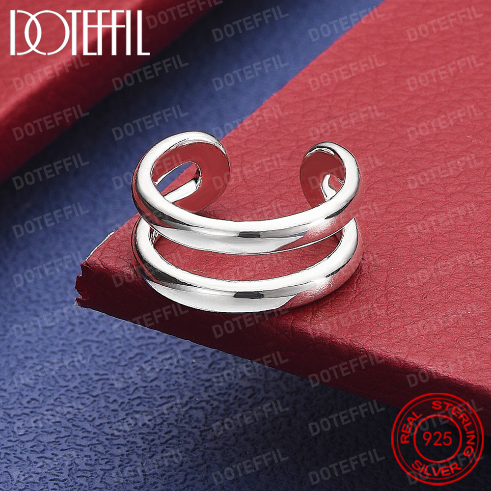 925 Sterling Silver Double Line Rings Female Couple Rings for Woman Man Jewelry Elegant Retro Party