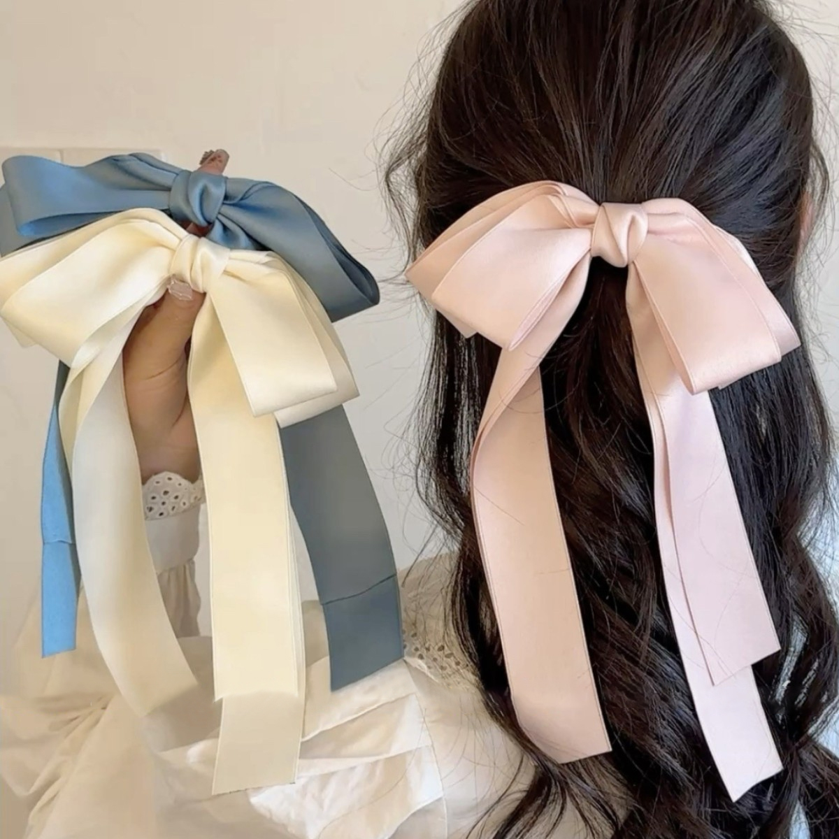 1pc girl ballet stlyle bow streamer hairpin, female elegant sweet and lovely fashion temperament Korean version headwear