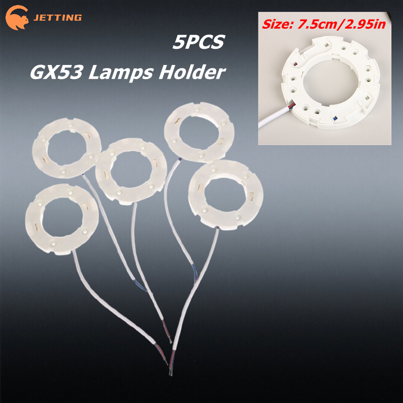 5pcs GX53 Lamp Bases GX53 Cupboard Lamp Holder Cabinet Holder Copper Wire ABS LED Light Base for Gx53 Led Light