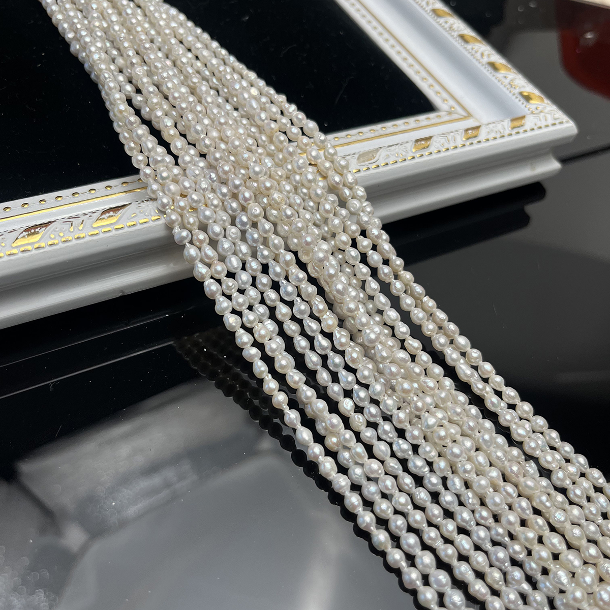36CM Natural Freshwater Pearl Beads Tail Pearl Loose Spacer Beaded for Making DIY Jewerly Necklace Bracelet 3-4mm