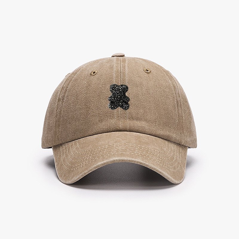 Cute teddy bear baseball cap, retro style, men's and women's adjustable outdoor travel hiking duckbill cap