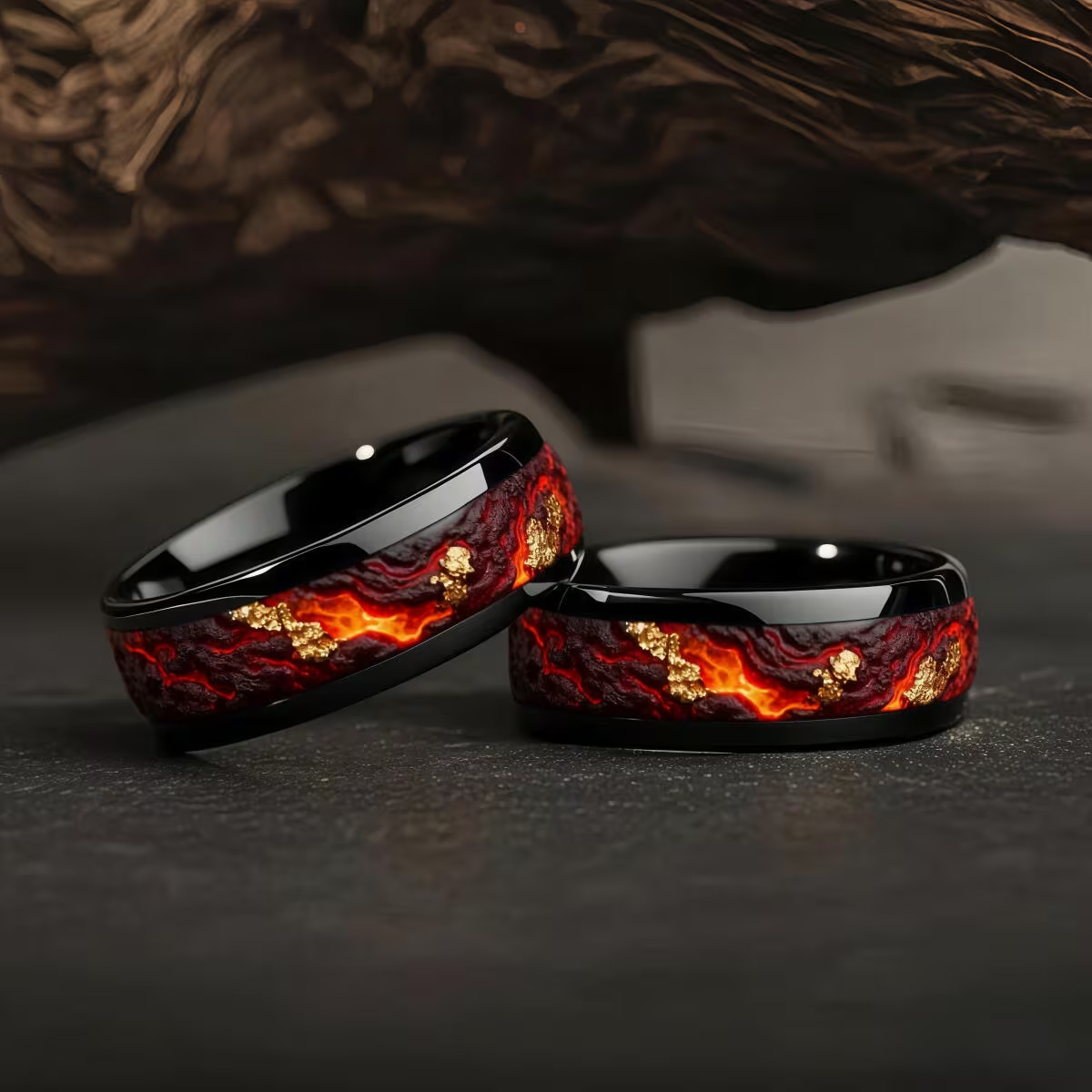 SHUNFLOWERZHU 8MM Men Stainless Steel Ring Lava Pattern Black Man Rings Accessories Man Wedding Engagement Ring Wholesale