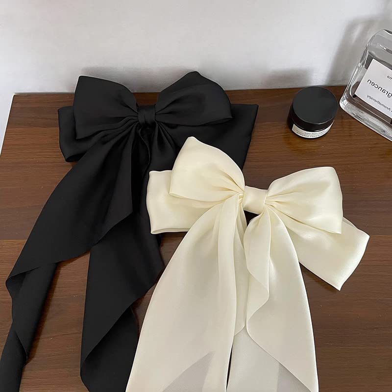1/2 Pcs Fashion Solid Satin Spring Clip Simple Sweet Bowknot Hairpins Women Elegant Bow Ribbon Hair Clip Accessories for Girls