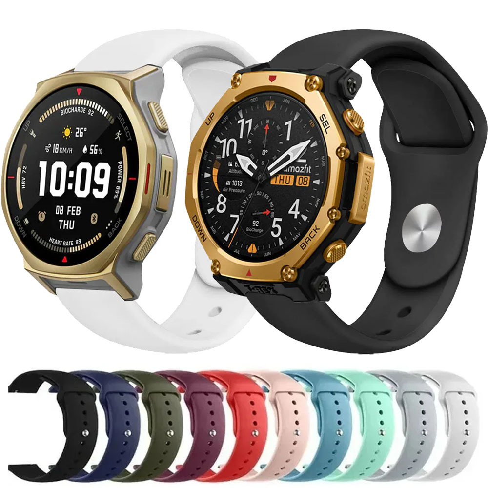 18mm 20mm 22mm Silicone Strap for T-REX3 Pro/Balance 2-1/Bip 6 5 Sports Comfortable Wristband For Active 2/3/Max