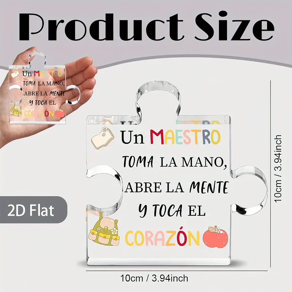 2D Flat, 1pc Spanish Teacher Appreciation - Acrylic Decorative Plaque & Paperweight with Puzzle Design