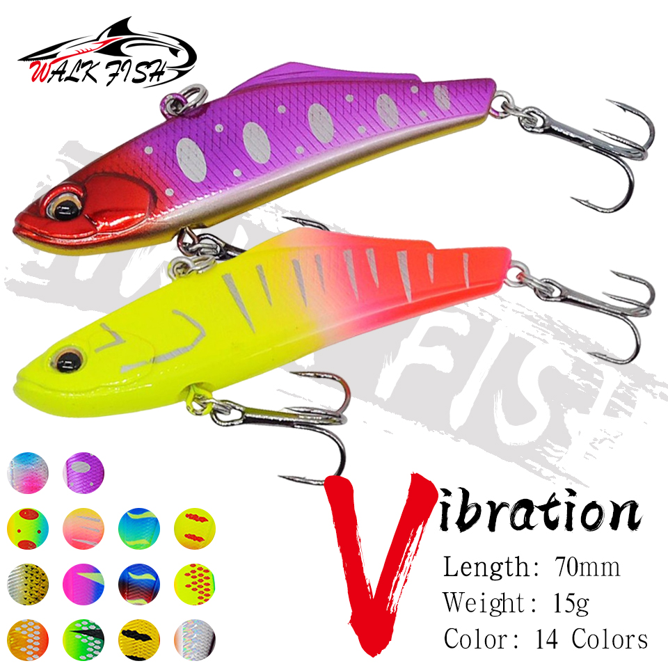WALK FISH 1PCS 70mm 15g New VIB Fishing Lure 3D Eyes Artificial Bait Vibration Sinking Hard Lures Swimbait Fishing Tackle
