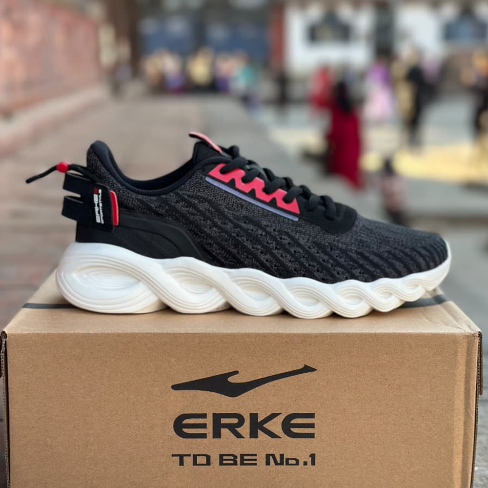 ERKE Running Shoes For Men All Season Mesh Sport Style Black Model 11121403370-001