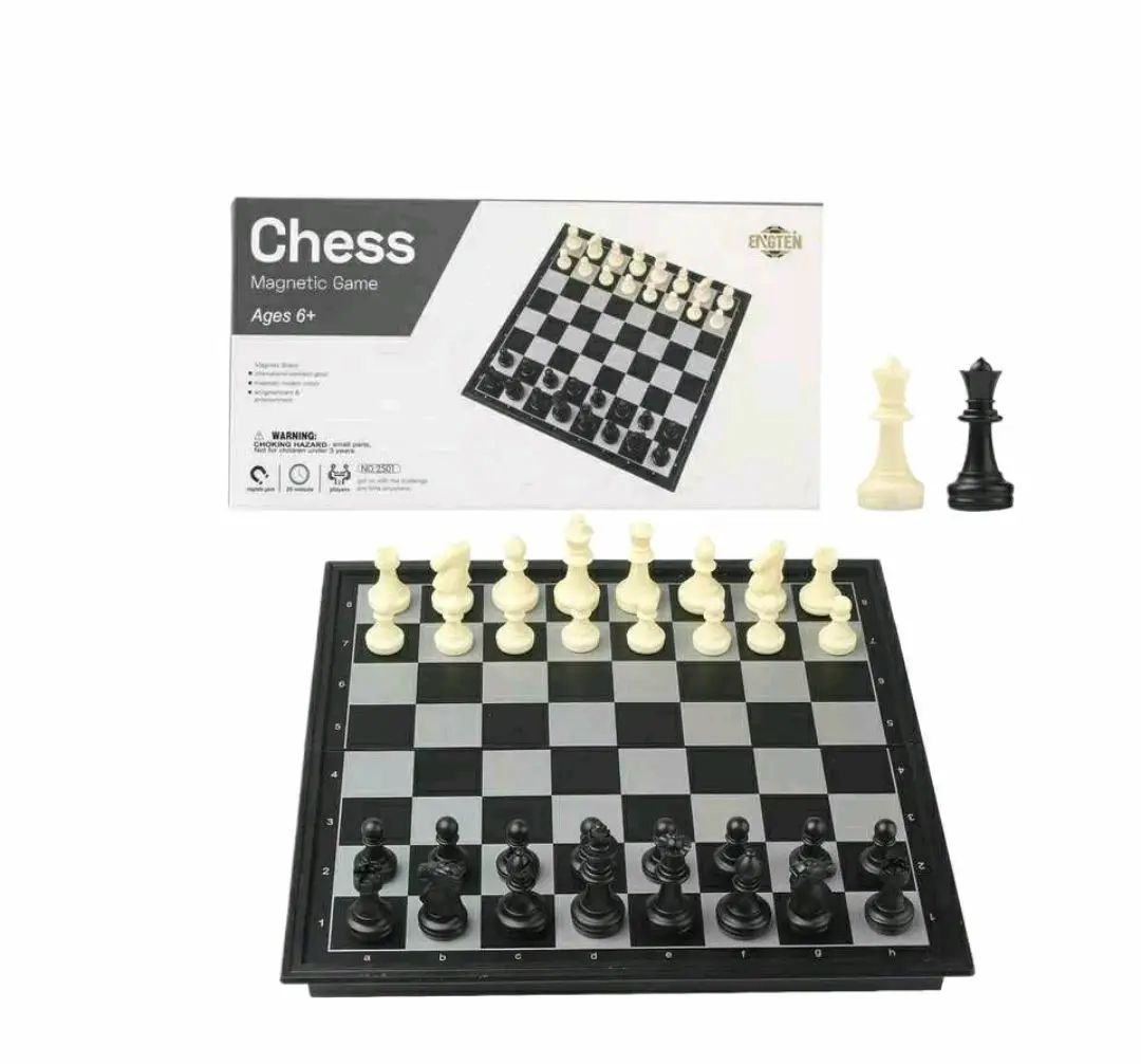 Magnetic Chess Board Black & White Game Set for Family and Friends. Mind Power Game