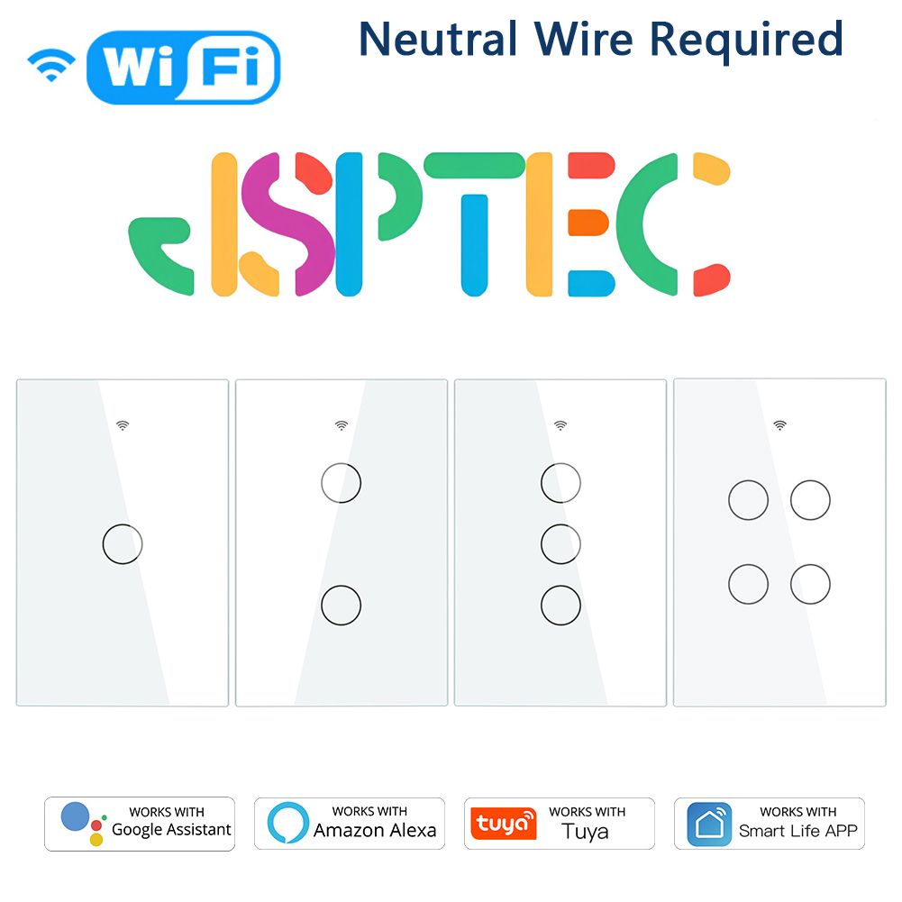1 2 3 4 Gang WiFi RF 433mhz Touch Wall Light Smart Wireless with Switch 220V no Neutral EU Work With Tuya Alexa