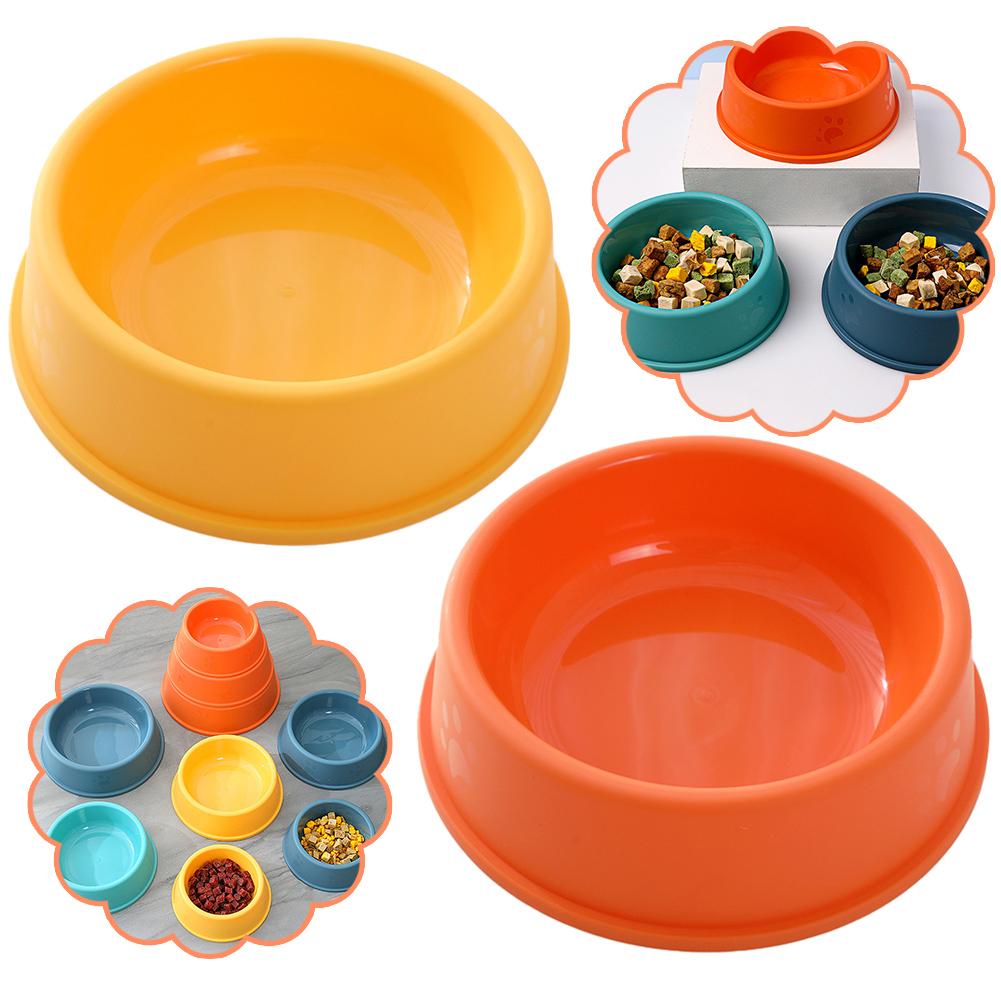 High Quality Solid Color Pet Bowl Candy Color Lightweight Plastic Single Bowl Dog Cat Pet Bowl Pet Feeding Bowl Set